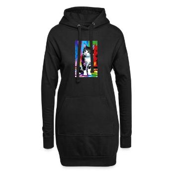 Katze | Haustier | Katzenfan | niedlich | Kätzchen - Hoodie-Kleid - Schwarz - Vorne
