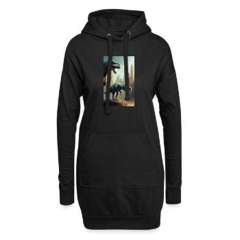 Dinosaures | T-Rex | Tyrannosaure - Sweat-shirt à capuche long Femme - noir - Devant