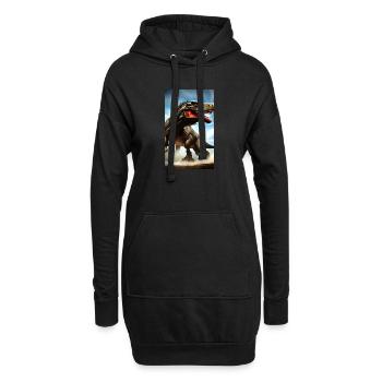 Dinosaurier | T-Rex | Tyrannosaurus - Hoodie-Kleid - Schwarz - Vorne