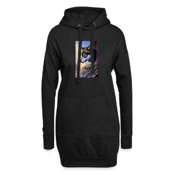 Loup | Prédateur | Chien | Mystique - Sweat-shirt à capuche long Femme - noir - Devant