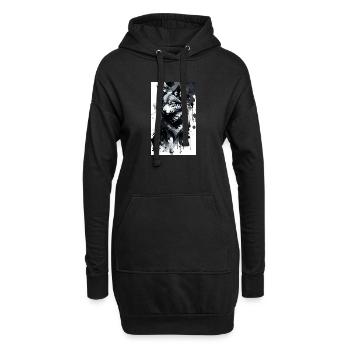 Loup | Prédateur | Chien | Mystique - Sweat-shirt à capuche long Femme - noir - Devant