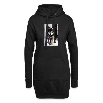 Wolf | Raubtier | Hund | Mystisch - Hoodie-Kleid - Schwarz - Vorne