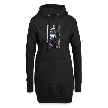 Loup | Prédateur | Chien | Mystique - Sweat-shirt à capuche long Femme - noir - Devant
