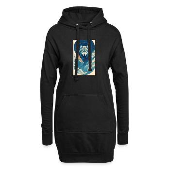 Loup | Prédateur | Chien | Mystique - Sweat-shirt à capuche long Femme - noir - Devant
