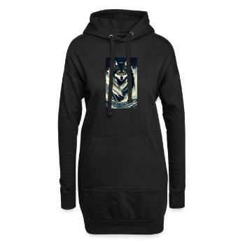 Wolf | Raubtier | Hund | Mystisch - Hoodie-Kleid - Schwarz - Vorne
