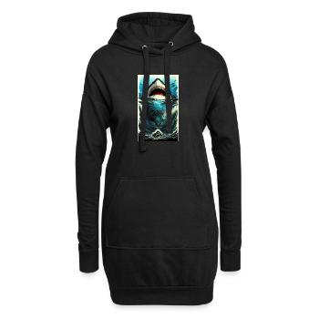 Hai | Weißer Hai | Meerestier | Fisch - Hoodie-Kleid - Schwarz - Vorne
