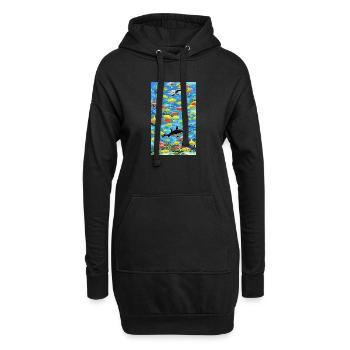 Hai | Weißer Hai | Meerestier | Fisch - Hoodie-Kleid - Schwarz - Vorne