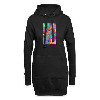 Linien | Wellenlinien | Symbole | Muster - Hoodie-Kleid - Schwarz - Vorne