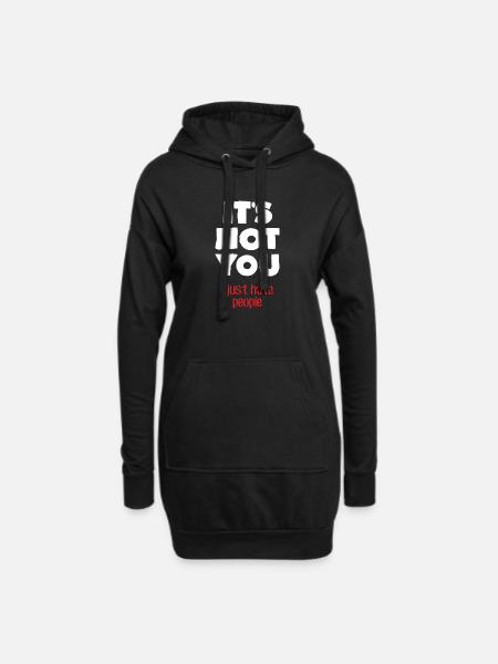 Ich hasse Menschen (dunkel) - Hoodie-Kleid - Schwarz
