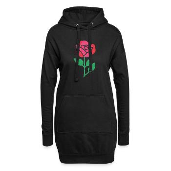Rosenblüte im Aquarellstil - Hoodie-Kleid - Schwarz - Vorne