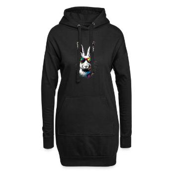 Schneehase Polarhase Albino Kaninchen Weißer Hase - Hoodie-Kleid - Schwarz - Vorne