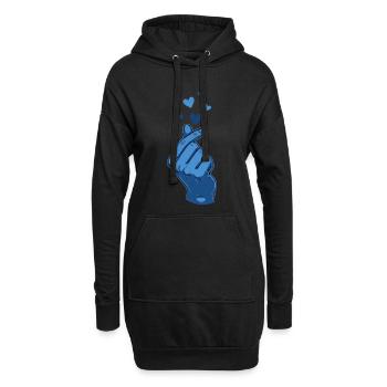 Kpop Koreanische Musik Blue Finger Heart Love - Hoodie-Kleid - Schwarz - Vorne