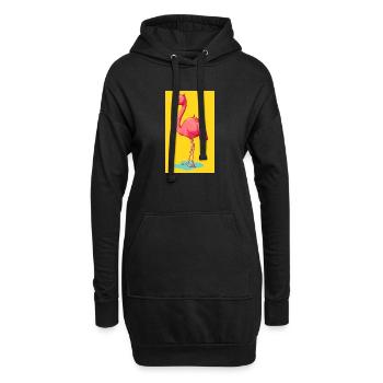 Flamingo - Hoodie-Kleid - Schwarz - Vorne