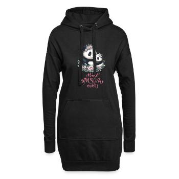 Best Mom Ever Panda Lover Floral Wreath I Mom - Hoodie-Kleid - Schwarz - Vorne