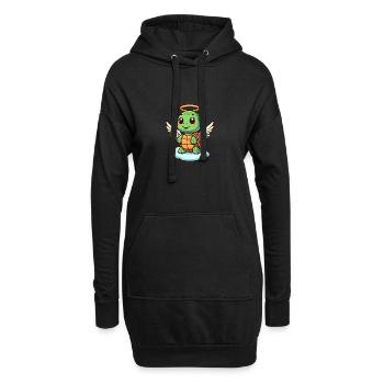 Mignon ange tortue avec des ailes dessin animé - Sweat-shirt à capuche long Femme - noir - Devant
