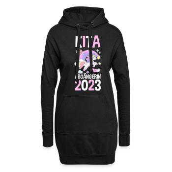 Schulkind 2023 Schulbeginn Einhorn Einschulung - Hoodie-Kleid - Schwarz - Vorne