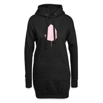 barbe à papa rose moelleux - Sweat-shirt à capuche long Femme - noir - Devant