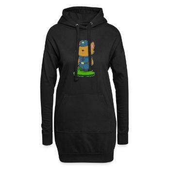 Katze Polizist Mikrofon Polizei - Hoodie-Kleid - Schwarz - Vorne
