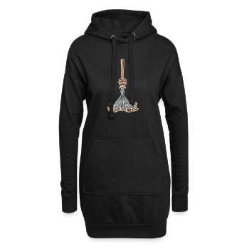 Râteau d’automne aux yeux fatigués - Sweat-shirt à capuche long Femme - noir - Devant