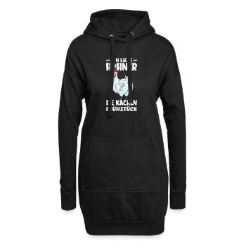 Ich liebe Hühner – die kacken Frühstück - Hoodie-Kleid - Schwarz - Vorne