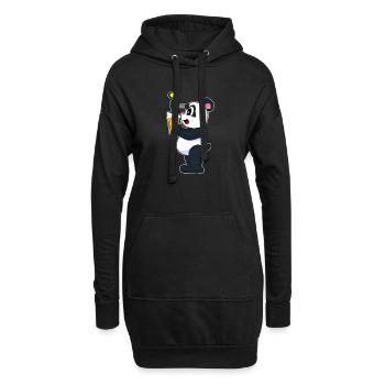 Panda Bier - Hoodie-Kleid - Schwarz - Vorne