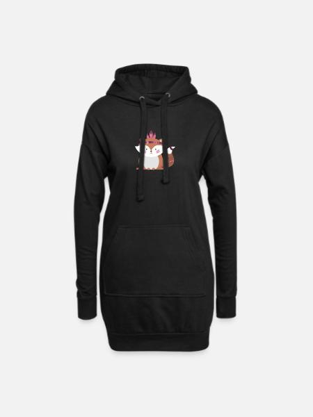 Indianer-Fuchs - Hoodie-Kleid - Schwarz