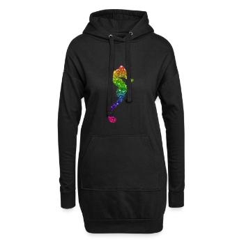 Fête hippocampe paillettes - Sweat-shirt à capuche long Femme - noir - Devant