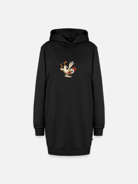 Breakdance Huhn im Handstand und Salto - Hoodie-Kleid - Schwarz