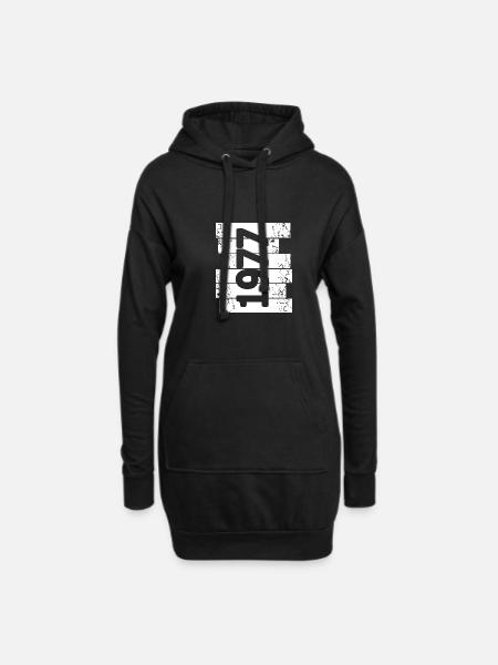 Papa 1977 - Hoodie-Kleid - Schwarz