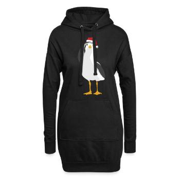 Seagull avec chapeau de Noël maritime du nord de l'Allemagne - Sweat-shirt à capuche long Femme - noir - Devant
