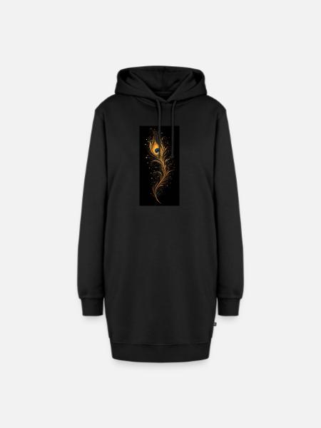 Pfauenfeder - Hoodie-Kleid - Schwarz