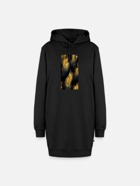 Goldene Federn - Hoodie-Kleid - Schwarz