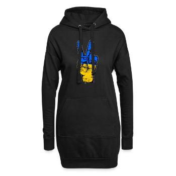 Symbole de victoire de la paix du drapeau de l’Ukraine utilisé - Sweat-shirt à capuche long Femme - noir - Devant