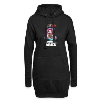 Ich Liebe Anime Ramen Herz Statement Manga - Hoodie-Kleid - Schwarz - Vorne
