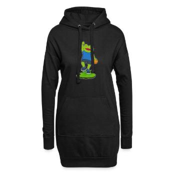 Frosch Basketballspieler Basketball - Hoodie-Kleid - Schwarz - Vorne