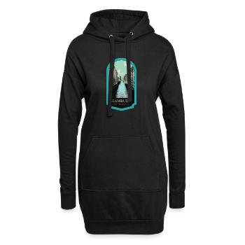 Speicherstadt: Historischer Charme in Hamburg - Hoodie-Kleid - Schwarz - Vorne