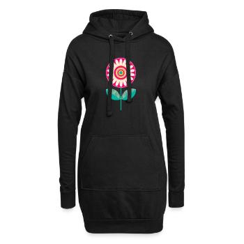 Süße bunte Blume - Hoodie-Kleid - Schwarz - Vorne