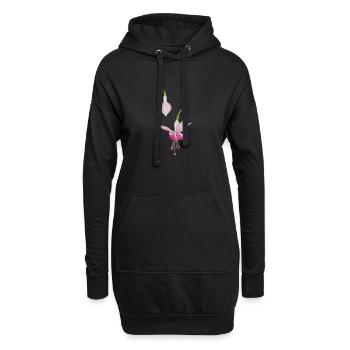 Fuchsienblüte - Hoodie-Kleid - Schwarz - Vorne