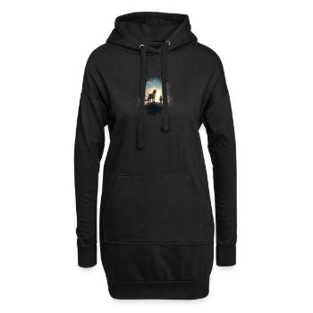 Episch Husky Hund Kind Freundschaft - Hoodie-Kleid - Schwarz - Vorne