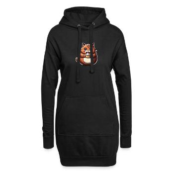 Cat eating Cake (Magical Animals Collection) - Hoodie Dress - black - Front