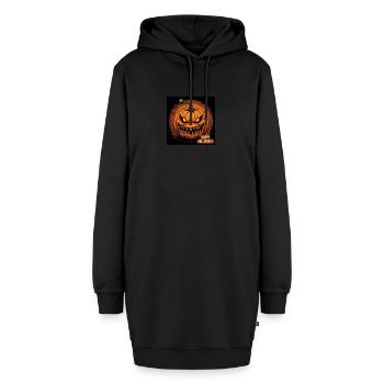 Happy Halloween Pumpkin - Hoodie-Kleid - Schwarz - Vorne - AI Model Female 172 light (172cm)