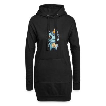 Einhorn Halloween Lustig Zombie - Hoodie-Kleid - Schwarz - Vorne
