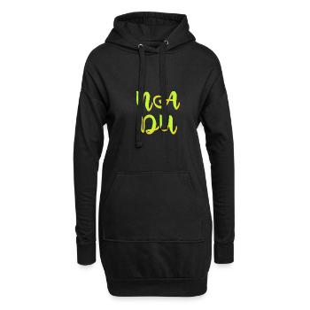 na du zwe gelb - Hoodie-Kleid - Schwarz - Vorne