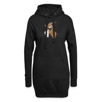 Ziege - Braune Ziege mit Sonnenbrille - Hoodie-Kleid - Schwarz - Vorne