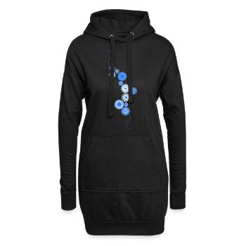 Blumen - Hoodie-Kleid - Schwarz - Vorne
