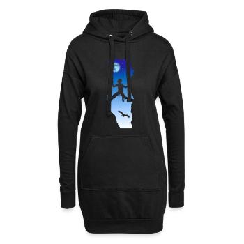 Nachtklettern - Hoodie-Kleid - Schwarz - Vorne