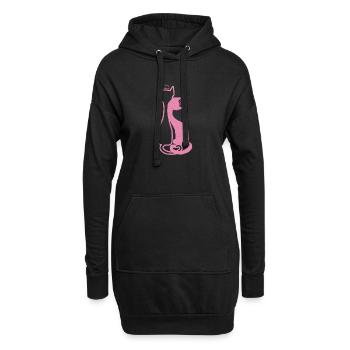 Couple de chats élégants – Pink - Sweat-shirt à capuche long Femme - noir - Devant