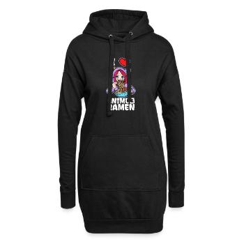 J’aime l’anime Ramen Déclaration Heart Girl Manga - Sweat-shirt à capuche long Femme - noir - Devant