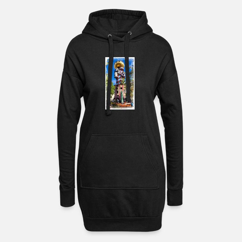 Hundertwasserturm beim Kuchlbauer - Hoodie-Kleid - Schwarz