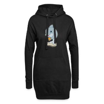Pizza au dauphin - Sweat-shirt à capuche long Femme - noir - Devant